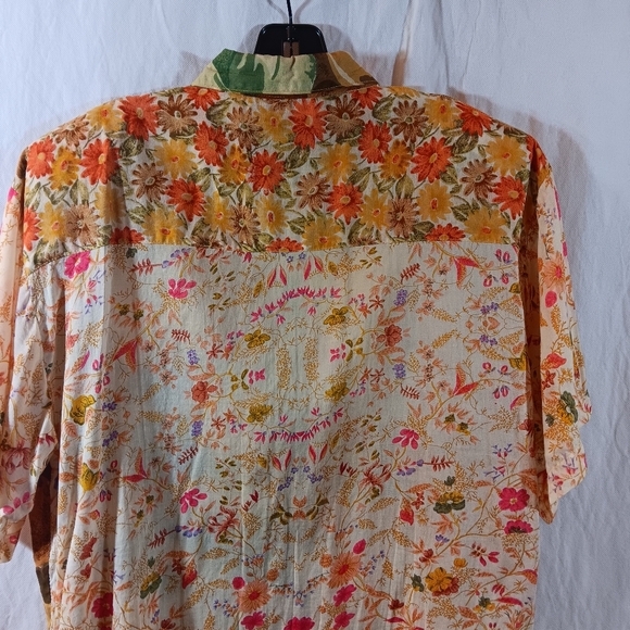 Next Move Vintage Womens Medium Gauze Top Shirt Floral Patchwork Boho - Picture 6 of 8